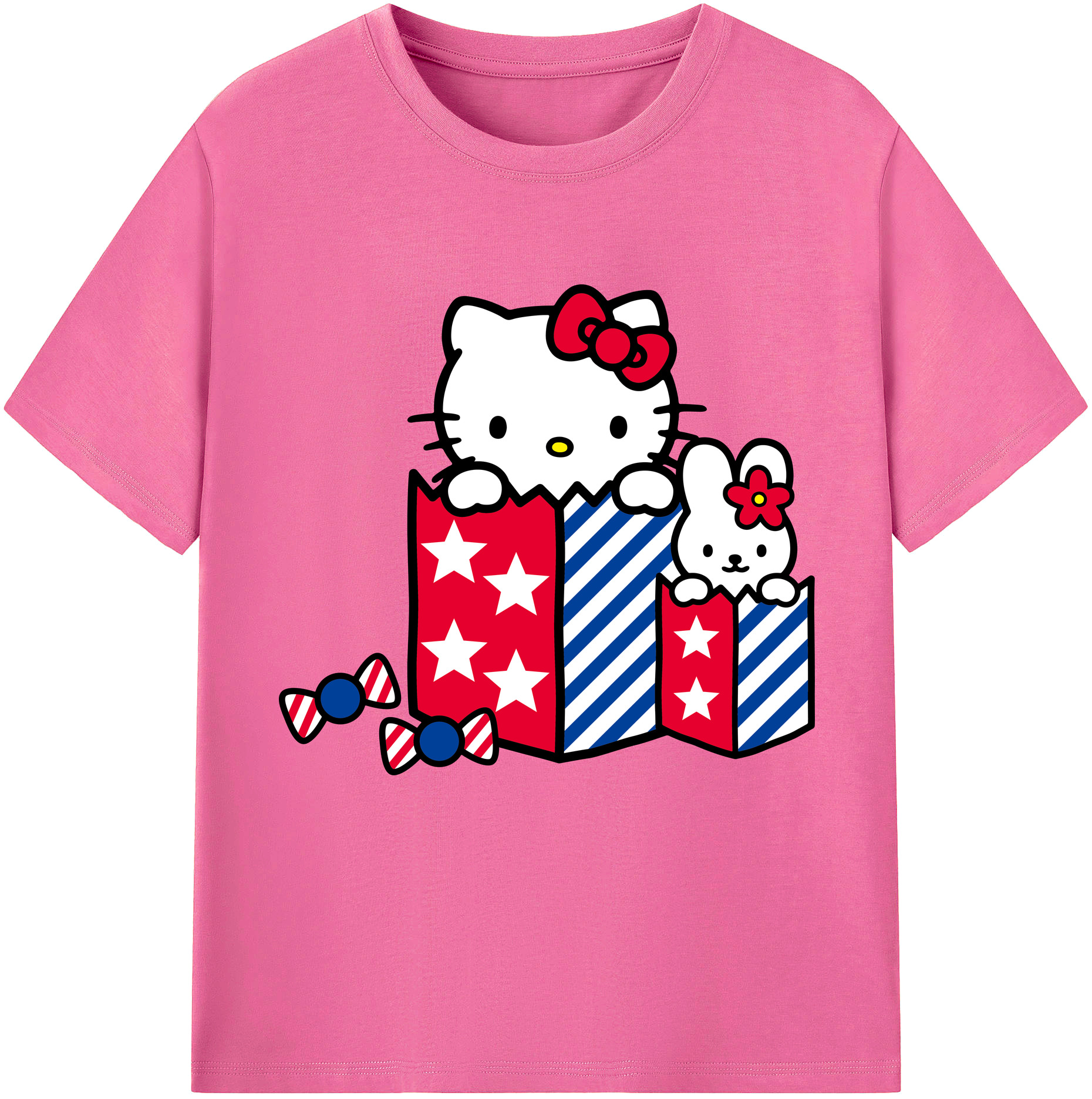 （画像用） Hello Kitty ハローキティ レディースカジュアルプリントTシャツ（綿100％）